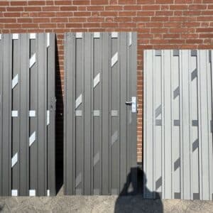 Antraciet composiet poort met antraciet aluminium frame